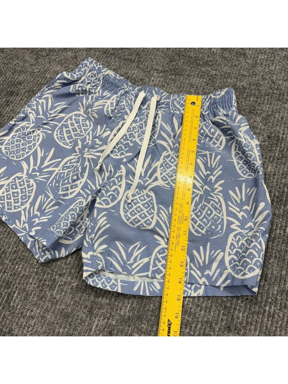 Chubbies Shorts Mens M Blue White Pineapple Beach AOP Lined Swim Trunks Pockets